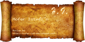Hofer István névjegykártya